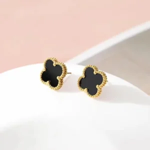 Anti Tarnish Black Clower Earrings