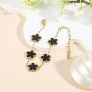 Black Clower Chain Bracelet | Anti Tarnish Womens Bracelet