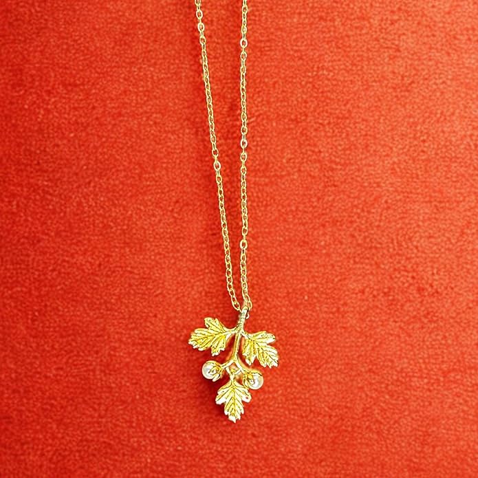 Leaf Charm Anti Tarnish Gold Pendant Necklace - Image 2