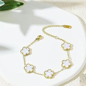 Anti Tarnish Gold Clover Chain Bracelet for Women