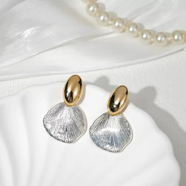 Sadaiv Dual Tone Shell Drop Earrings for Women