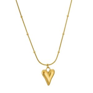 Sadaiv Anti Tarnish Gold Abstract Heart Pendant Necklace