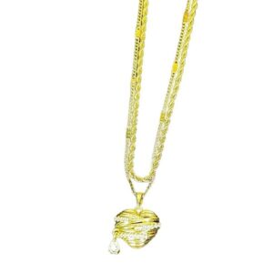 Anti Tarnish Gold Layered Heart Pendant Necklace